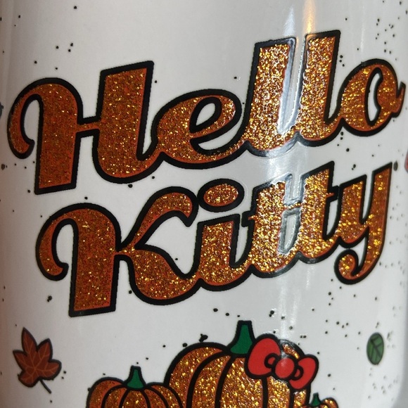 New Fall Pumpkin Glitter Hello Kitty Sanrio Coffee Tea Mug Ceramic Decor Kitchen - Picture 3 of 6